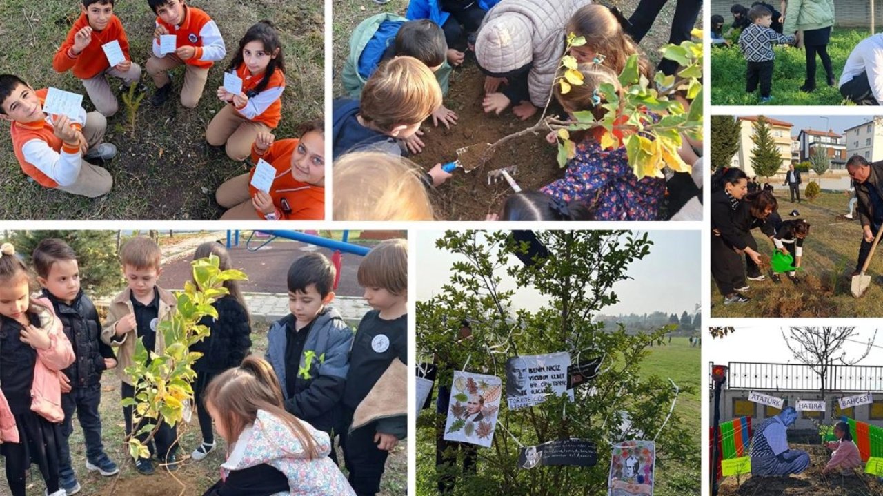 Atatürk&#039;ten ilhamla yeşil vatan... Okullarda fidanlar Atatürk ve vatan sevgisi mesajlarıyla toprakla buluştu