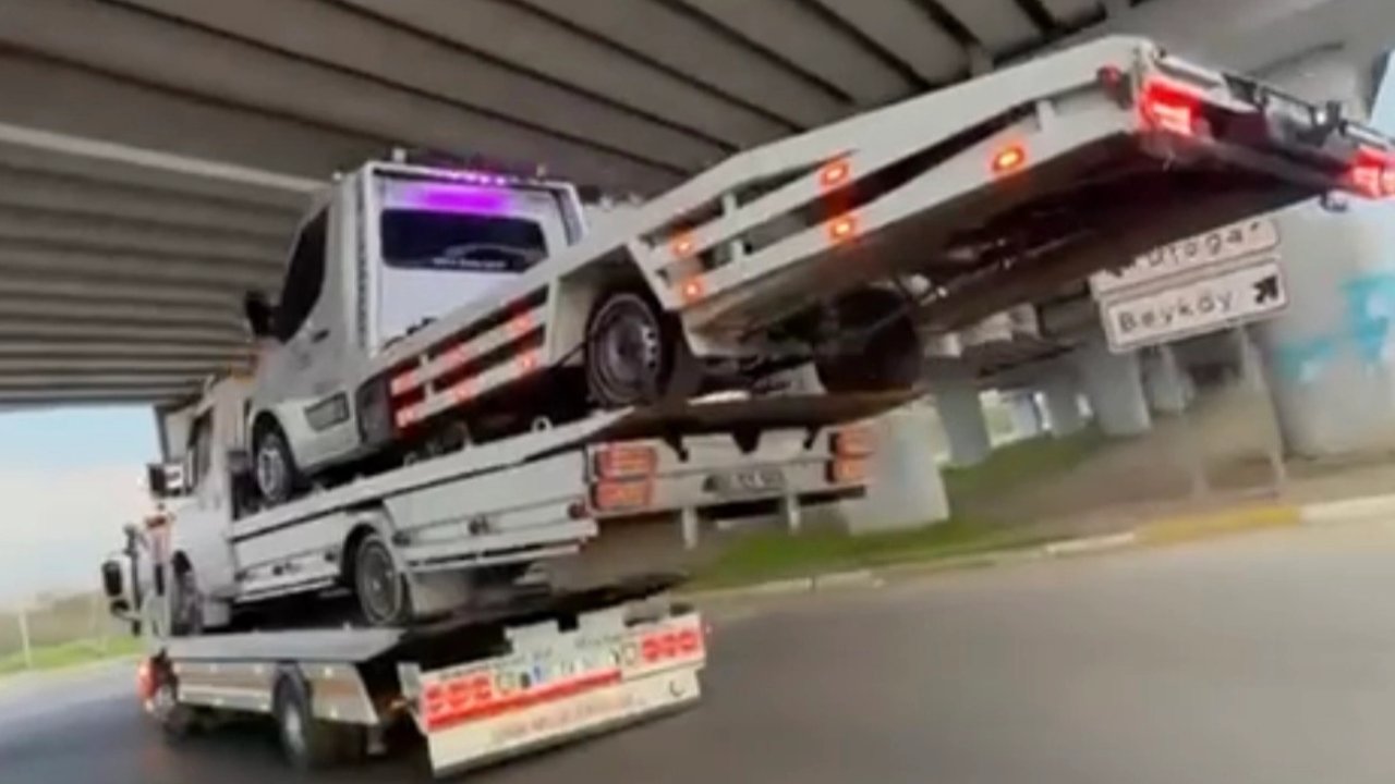 Düzce bağlantı yolunda üç çekici &#039;üst üste’ şovu!