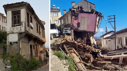 Mudanya Tirilye'nin simge yapısı 'tabut ev' kendiliğinden yıkıldı!