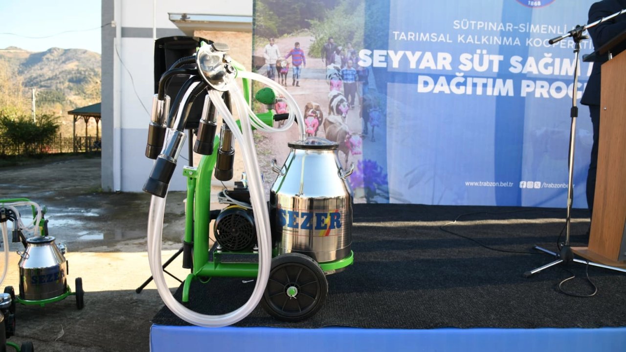 Trabzon&#039;da çiftçilere süt sağım makinesi desteği