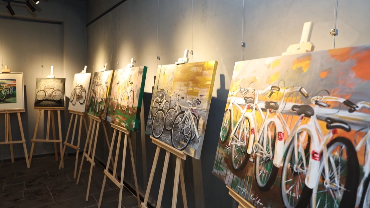 Kayseri Talas'ta sanat ve bisiklet buluşması