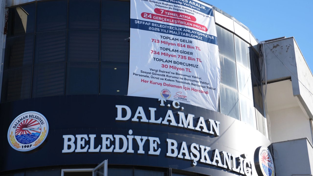 Dalaman Belediyesi mali tablolarını pankartla açıkladı