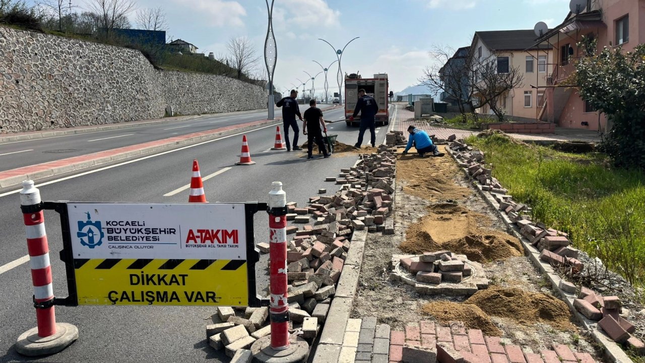 Başiskele’de tretuvar yenileme çalışmaları tamamlandı