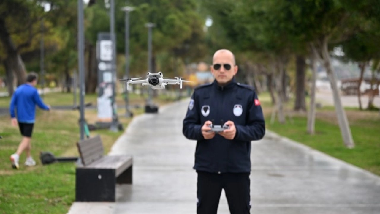 Antalya Büyükşehir zabıtasından dronla denetim