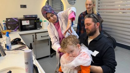 Minik Kaan ilk tıraş heyecanını Gonca’da yaşadı