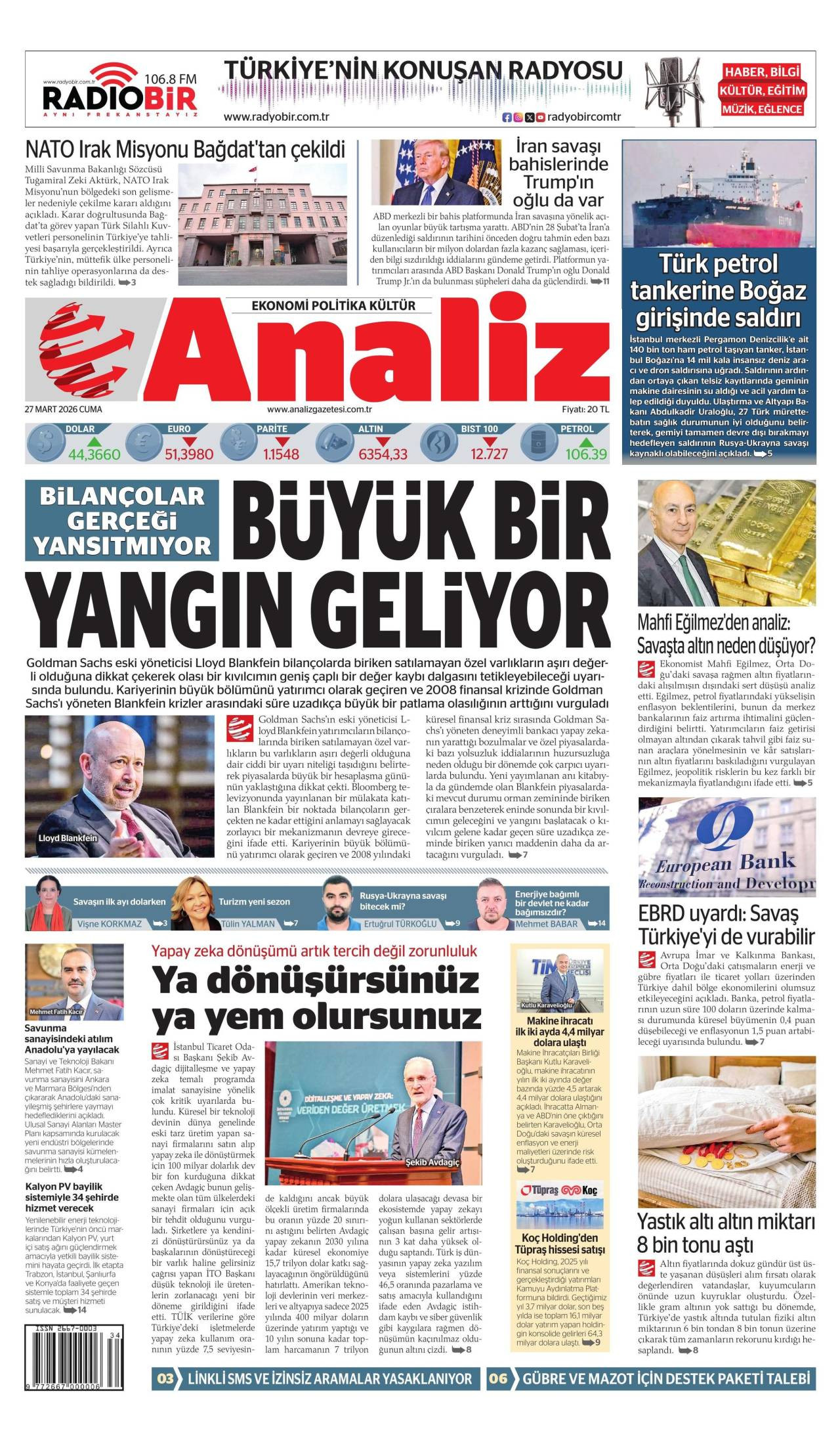 Analiz Gazetesi Gazete Manşeti
