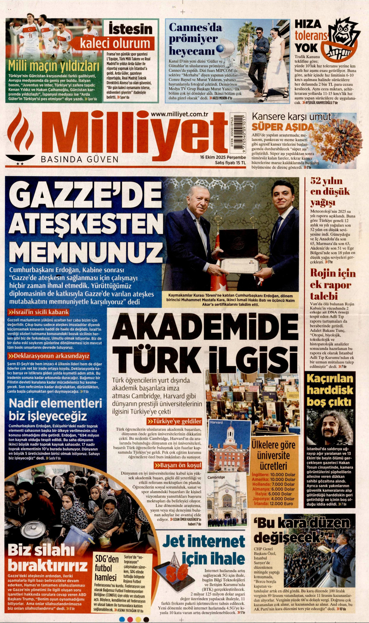 MİLLİYET Gazete Manşeti