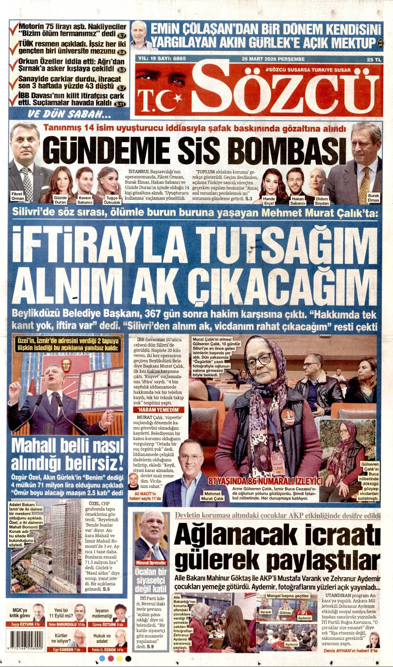 Sözcü Gazetesi Gazete Manşeti